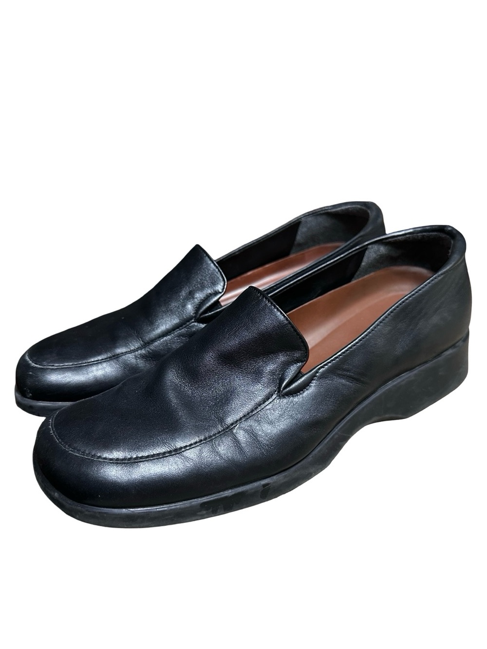 Naturalizer Black Leather Heeled Platform Flats Size 7 Office Comfy Preppy